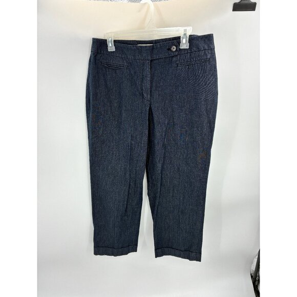Loft Womens Size 12 Julie Fit Dark Wash Cropped Trouser Pants Casual Work - Picture 1 of 6